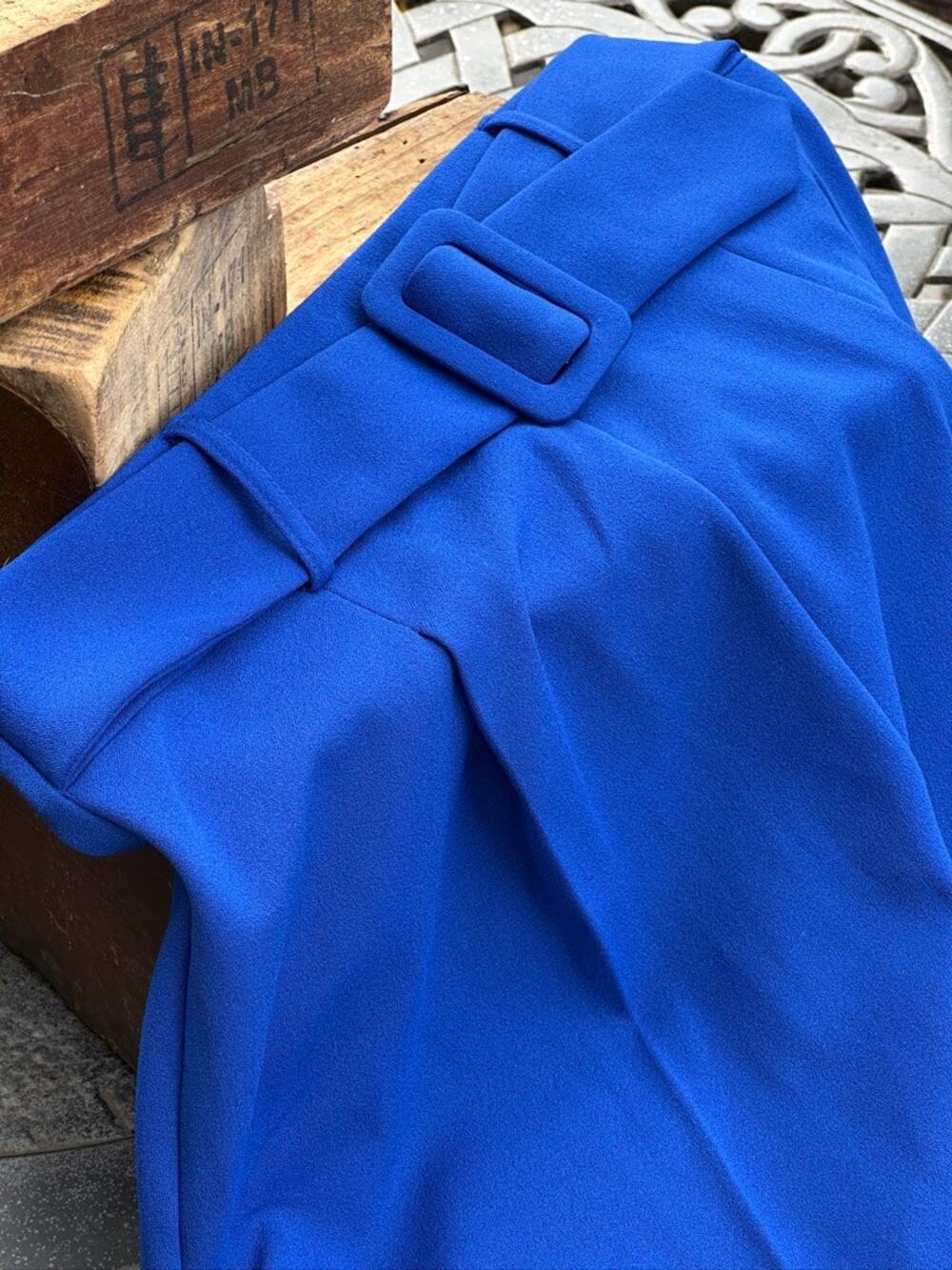 Carole Wren Cobalt Blue High Rise Belted Dress Pants Size 8